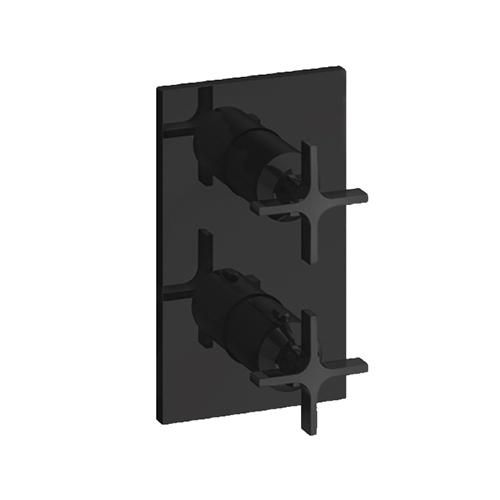 Façade CROSS ROAD pour mitigeur thermostatique bain-douche encastré 2 sorties chromé noir Réf. XR75275