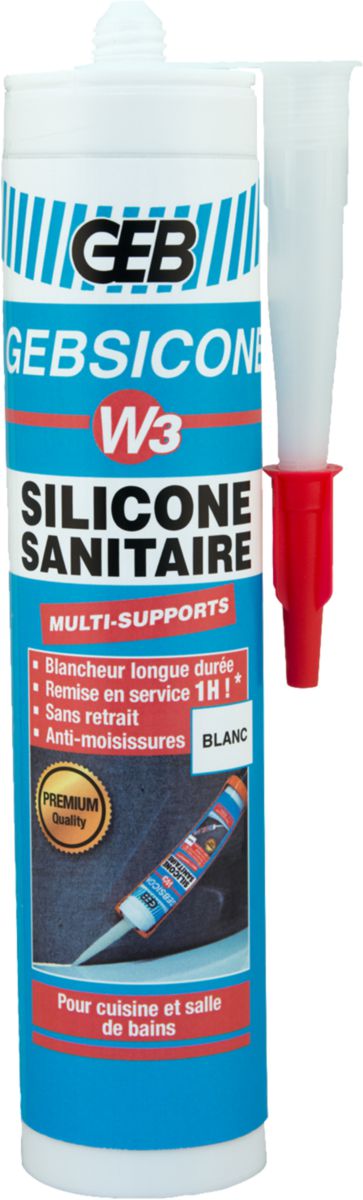 GEBSICONE W3 mastic 100% silicone d'étanchéité cartouche de 280ml blanc réf 890750