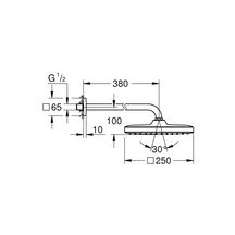 Ensemble douche de tête et bras 380 mm, 1 jet  Chromé REF.26687000