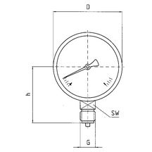 Hydromètre rac. vertical diam 63mm 0 à 10m H2O 3/8 euro 52