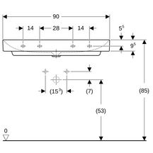 Lavabo Geberit ONE sortie verticale: B=90cm, T=48cm, Trou de robinetterie=Sans, Trop-plein=Sans, blanc / KeraTect