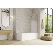 Pare-bain fixe Smart Design Hydra, 80, profilé, profilé chromé, verre sérigraphié cosmos