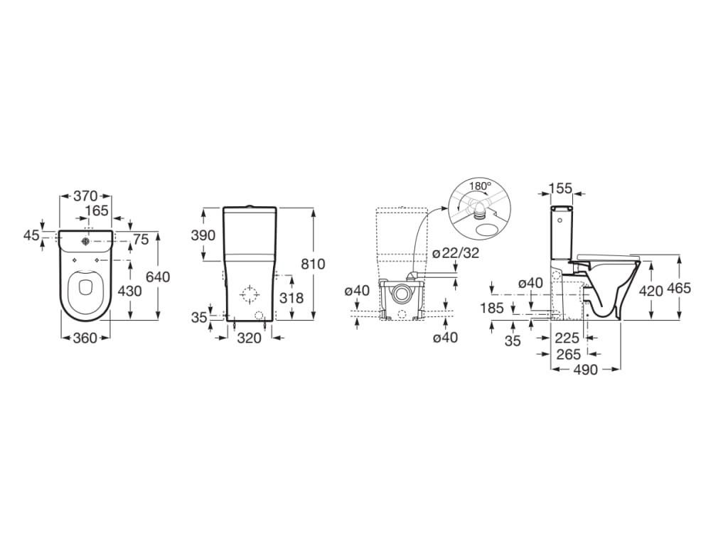 Pack WC The Gap Round avec broyeur intégré cuvette Rimless abattant Silencio supralit Réf. A34T0N2000