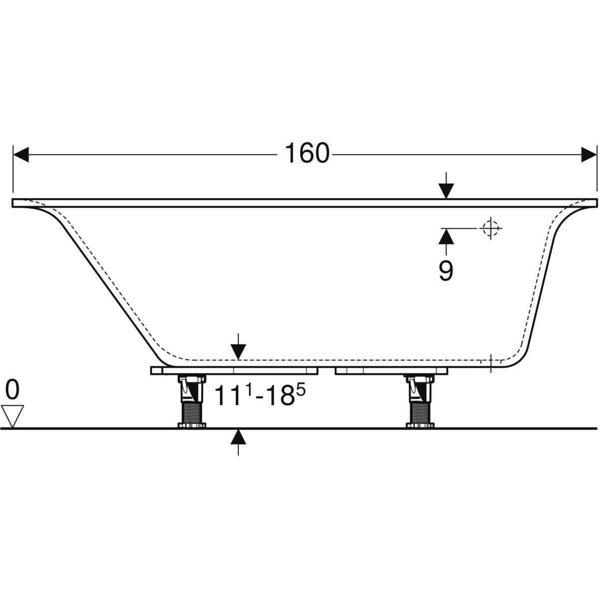 Baignoire RENOVA PLAN version droite standard 160x100 blanc réf.00060900000