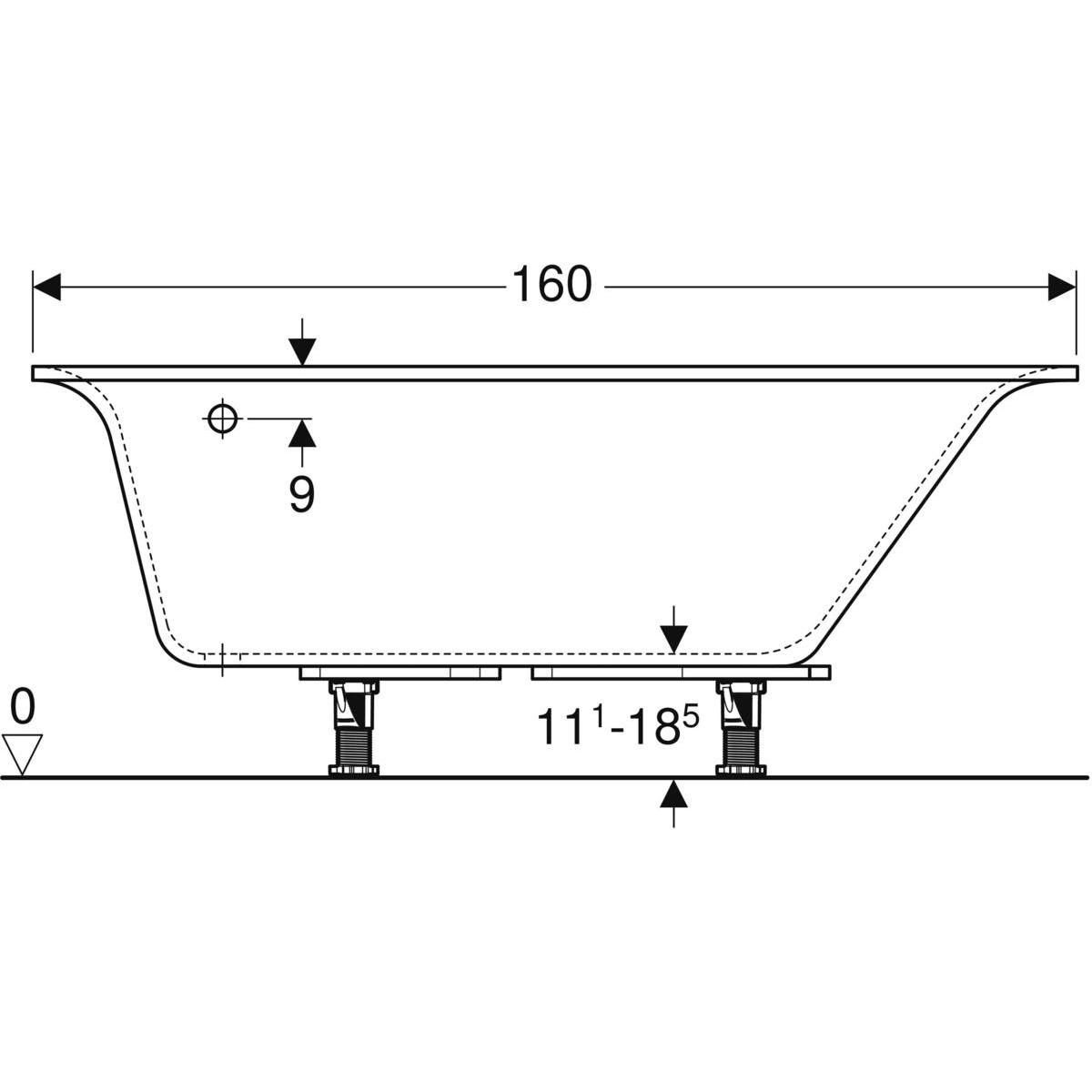 Baignoire RENOVA PLAN version gauche standard 160x100 blanc réf.00060800000