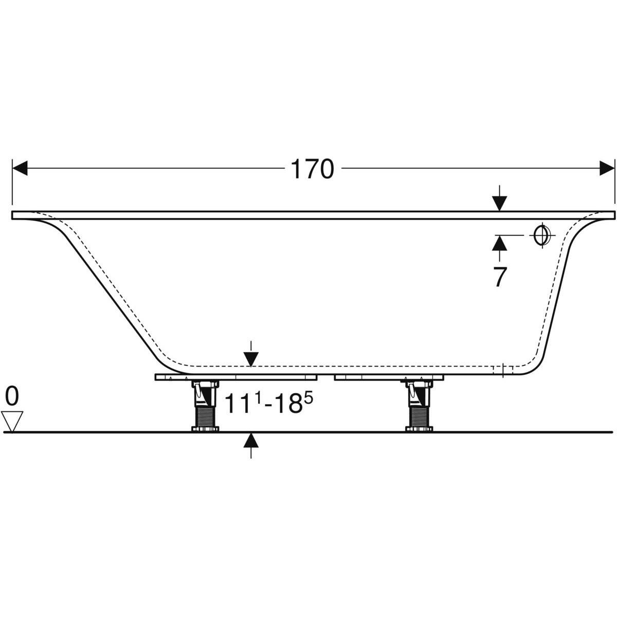 Baignoire RENOVA PLAN version droite standard 170x105 blanc réf.00061900000