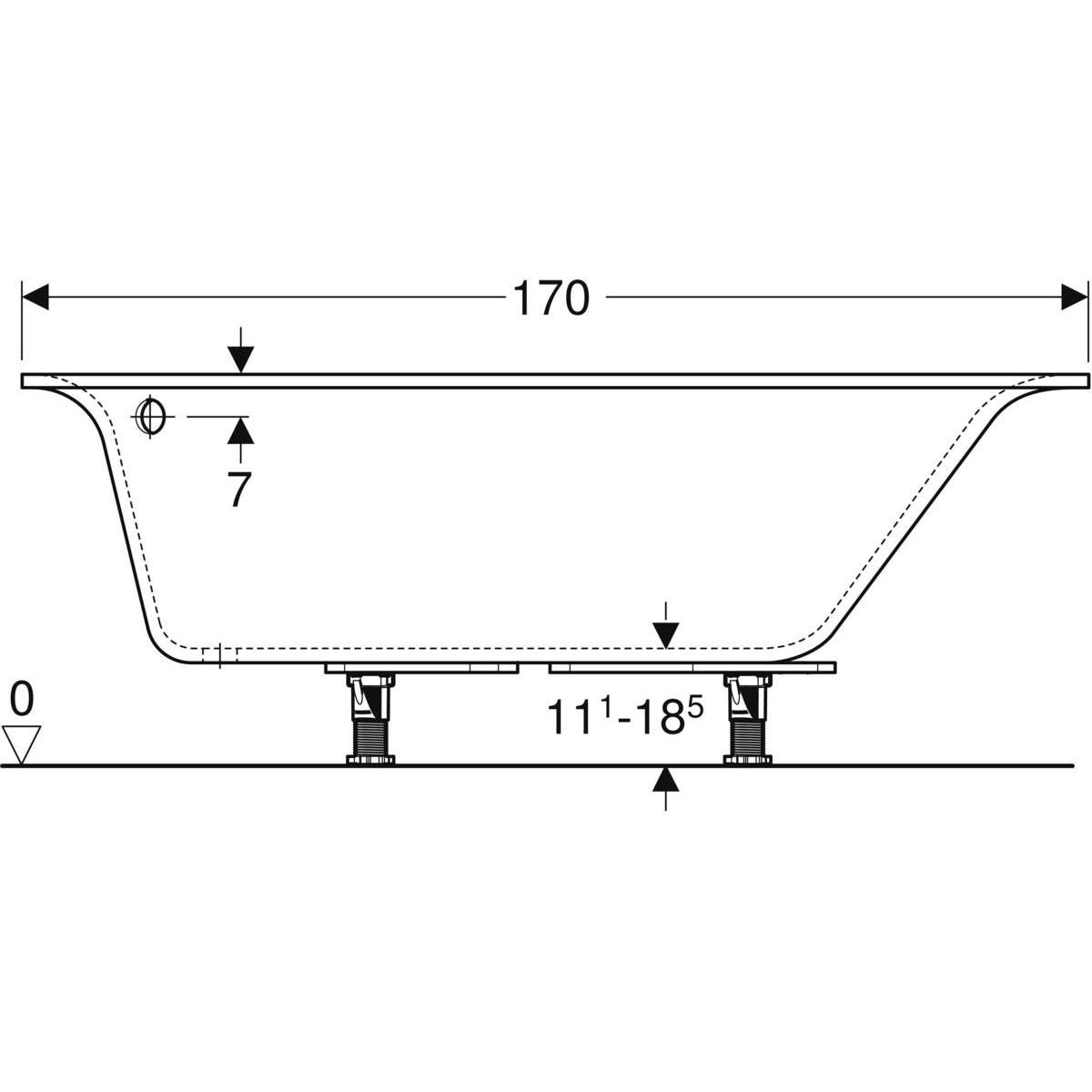 Baignoire RENOVA PLAN version gauche standard 170x105 blanc réf.00061800000