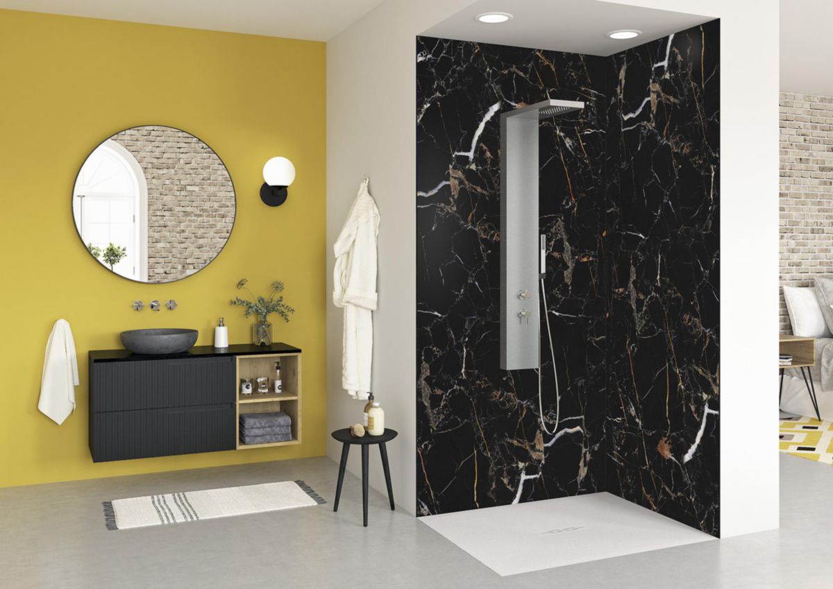 Panneau mural Kinewall Design 3 mm 150X202 marbre noir et or