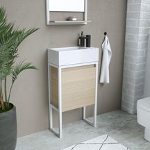 Meuble lave main 1 porte Mezzo ALTERNA 49,5 x 50 x 25 cm avec console blanche