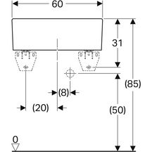 timbre d'office geberit publica avec trop-plein: b=60cm, h=20cm, t=50cm Réf. 361360000