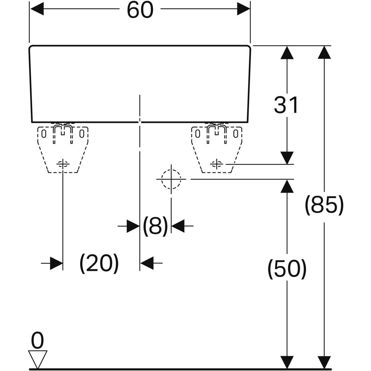 timbre d'office geberit publica avec trop-plein: b=60cm, h=20cm, t=50cm Réf. 361360000