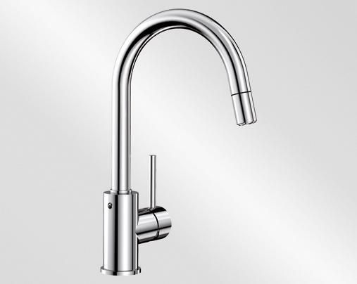 Mitigeur avec bec orientable BLANCO MIDA-S avec douchette couleur SILGRANIT Look chrome garantie 2 ans Réf. 521454