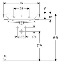 Lavabo Geberit Renova Compact 65 cm avec trop-plein, avec trou de robinetterie