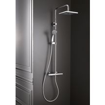 Colonne de douche JULY avec mitigeur thermostatique et douche de tête carrée chrome réf. E5523-CP