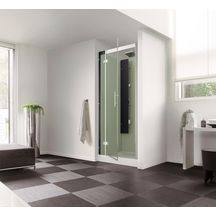 Cabine de douche HORIZON 2B 90C avec porte pivotante NICHE version thermostatique noir réf. CA132N12