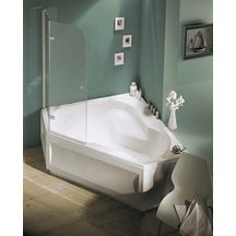 Baignoire d'angle bain-douche 145x145 gauche blanche réf. E6222-00