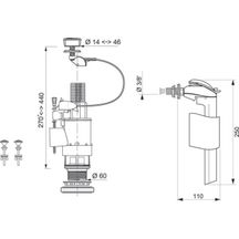 Mécanisme complet Altech DUO+ à double chasse à câble avec robinet flotteur