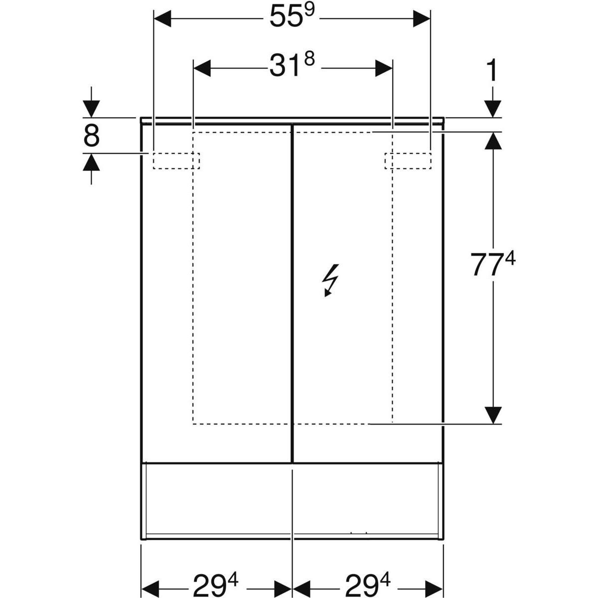 Armoire de toilette Acanto avec éclairage - 2 portes - 60 x 83 x 21,5 cm - corps : mélamine structurée bois / chêne mystique - portes : miroir extérieur Réf. 500.644.00.2