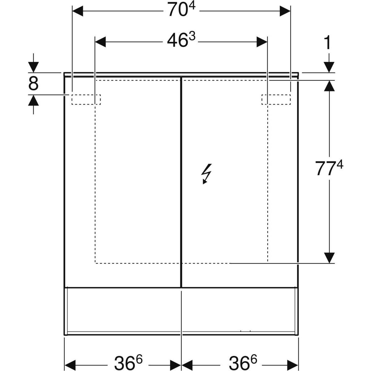 Armoire de toilette Acanto avec éclairage - 2 portes - 75 x 83 x 21,5 cm - corps : mélamine structurée bois / chêne mystique - portes : miroir extérieur Réf. 500.645.00.2