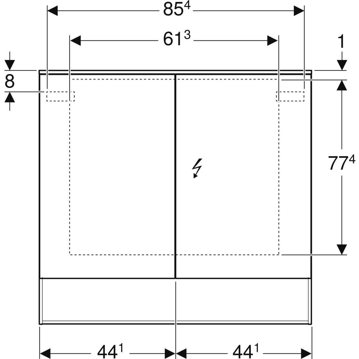 Armoire de toilette Acanto avec éclairage - 2 portes - 90 x 83 x 21,5 cm - corps : mélamine structurée bois / chêne mystique - portes : miroir extérieur Réf. 500.646.00.2