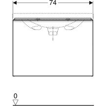 Meuble bas Acanto pour lavabo - 1 tiroir et 1 tiroir intérieur - siphon - 74 x 53,5 x 47,5 cm - corps : laqué mat / gris velouté - tiroirs : verre brillant / gris velouté Réf. 500.611.JK.2