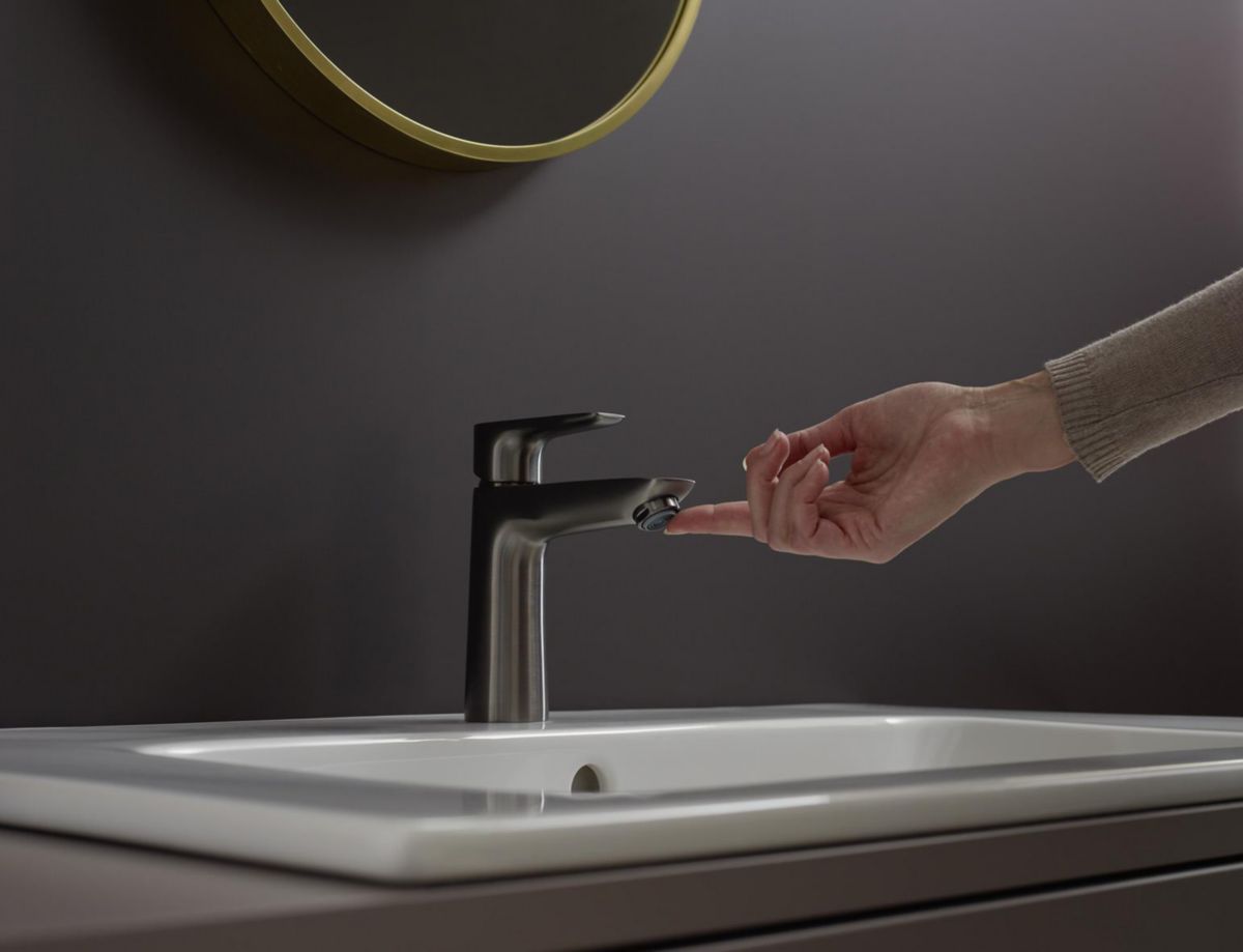 hansgrohe Talis E Mitigeur de lavabo 110, sans tirette ni vidage, Noir chromé brossé