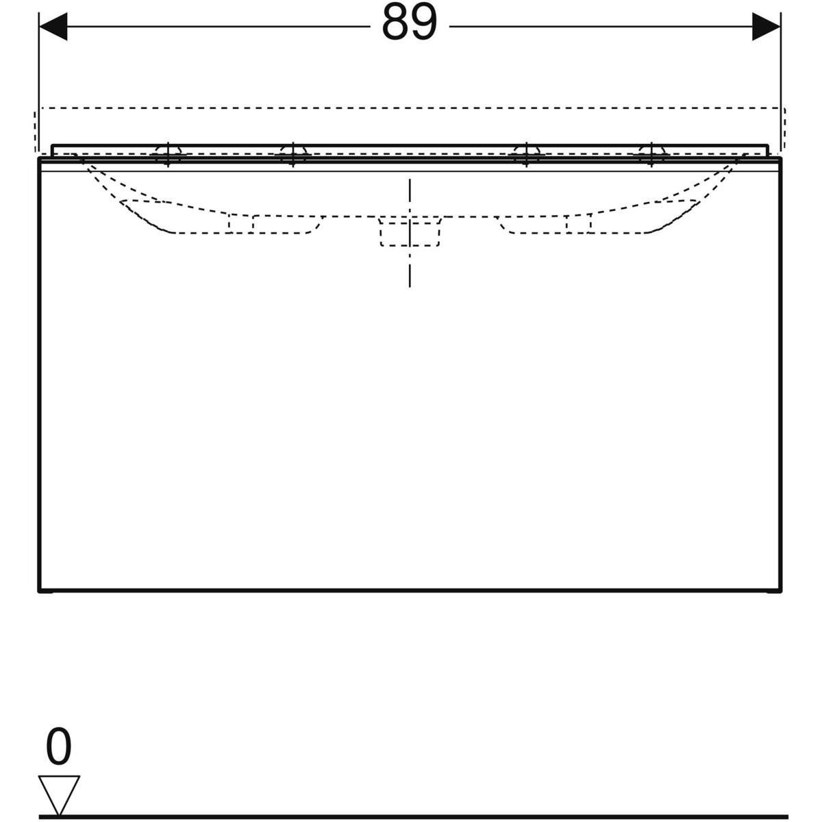 Meuble bas Acanto pour lavabo - 1 tiroir et 1 tiroir intérieur - siphon - 89 x 53,5 x 47,5 cm - corps : laqué mat / gris velouté - tiroirs : verre brillant / gris velouté Réf. 500.612.JK.2