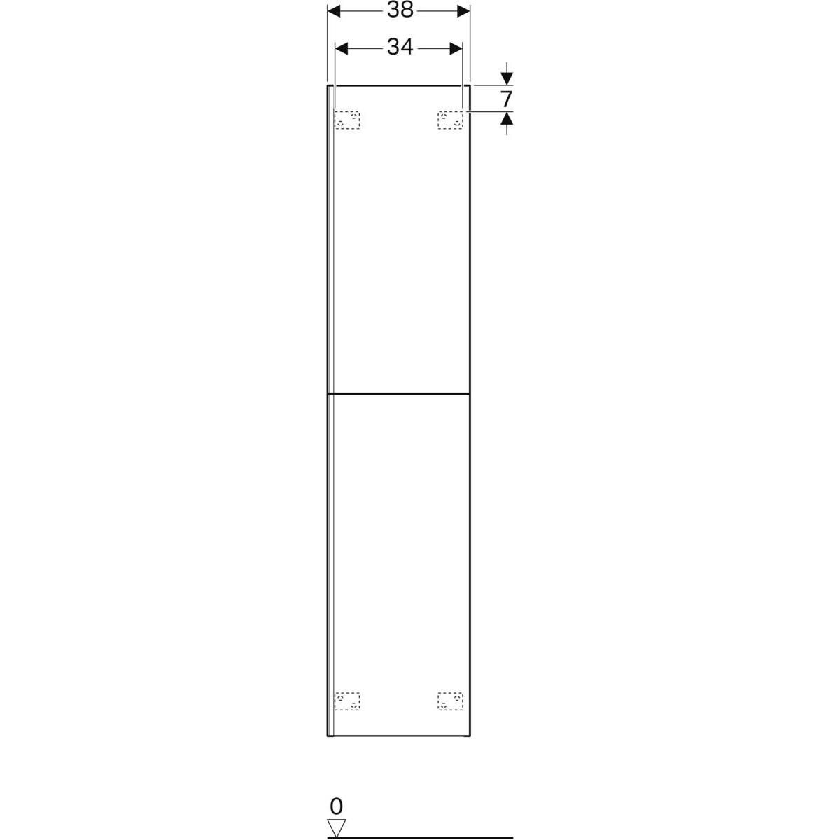 Colonne haute Acanto - 2 portes - 38 x 173 x 36 cm - corps : laqué mat / noir - portes : verre brillant / noir Réf. 500.619.16.1