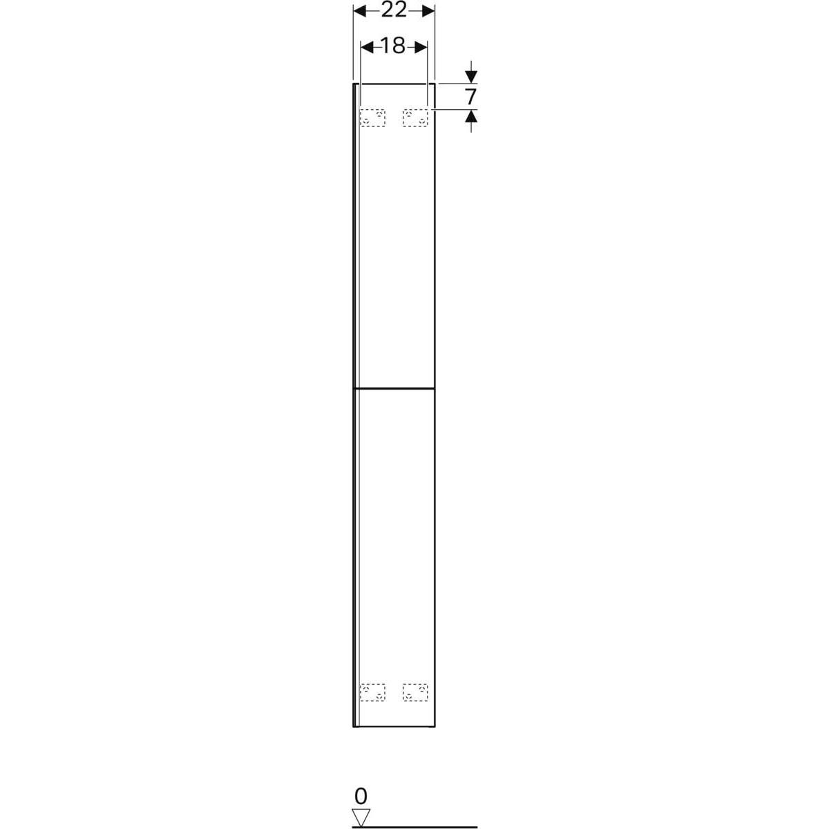 Colonne haute Acanto - 2 tiroirs - 22 x 173 x 47,6 cm - corps : laqué mat / gris velouté - tiroirs : verre brillant / gris velouté Réf. 500.638.JK.2