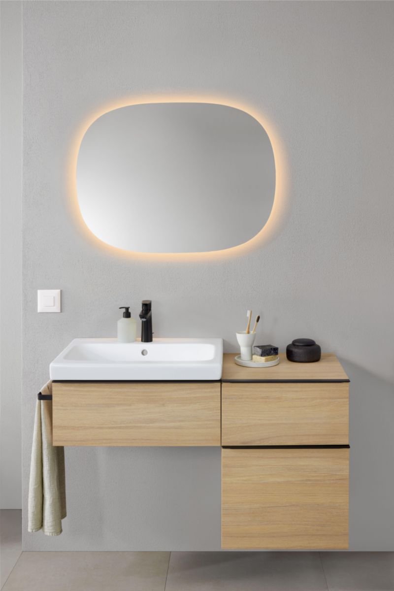 Miroir LED Geberit Option Oval, avec éclairage indirect, 60x80cm