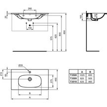 Lavabo TESI plan 83 x 45 cm blanc Réf. T350901