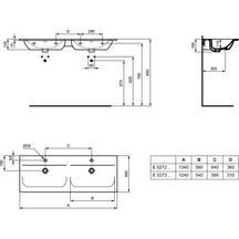 Lavabo CONNECT AIR plan double 124 cm blanc Réf. E027301