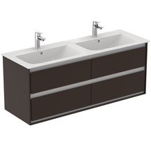 Meuble pour lavabo-plan CONNECT AIR 4 tiroirs 130 x 44 cm chocolat mat / blanc mat Réf. E0824VY