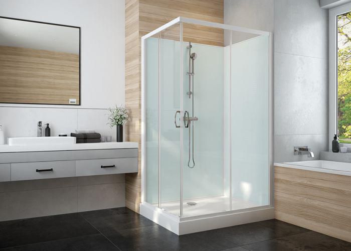 Cabine de douche IZIGLASS 2 coulissante angle 80 x 80 cm en verre transparent Réf. L11IZC0080