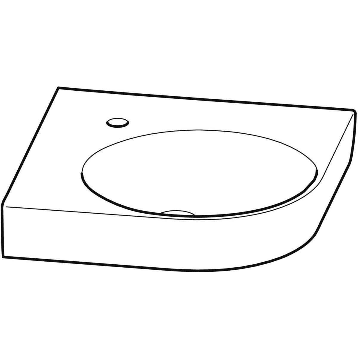 Lave-mains d'angle Renova Compact - 45 x 39,5 cm - trou de robinetterie au centre - sans trop-plein - blanc Réf. 500.902.00.1