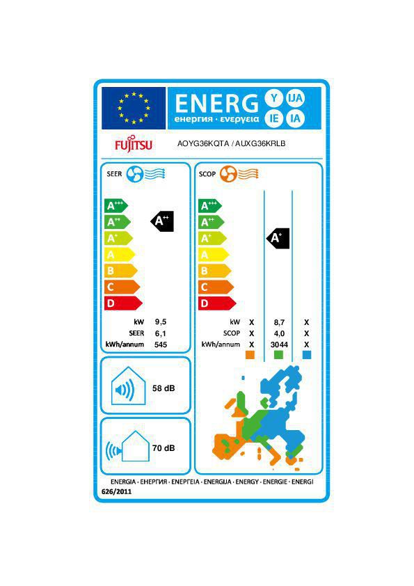 Unité extérieure DC inverter 9,5kW R32 compresseur double rotor fonctionnement jusqu'à -15°c extérieur en mode chaud triphasée Réf. AOYG 36 KQTA.UE / 872115