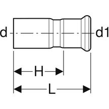 Réduction avec extrémité à emboîter D22-18mm, cuivre Réf 62306