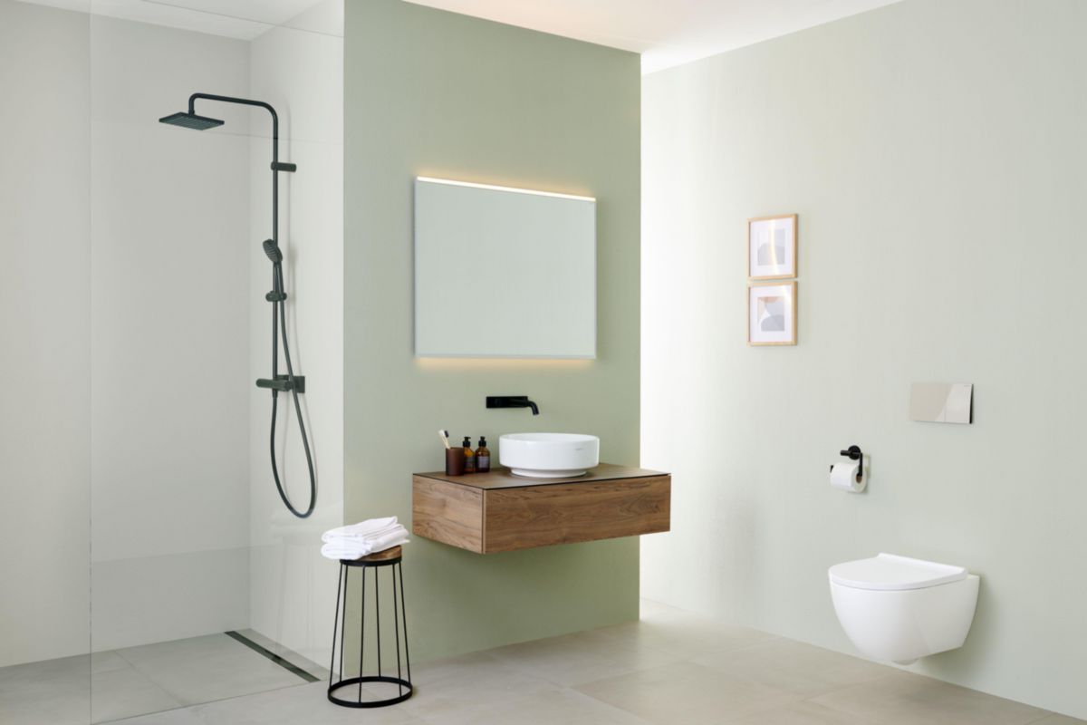 Miroir LED Geberit Option Plus Square avec éclairage direct et indirect,largeur 90cm, hauteur 70cm, Aluminium anodisé