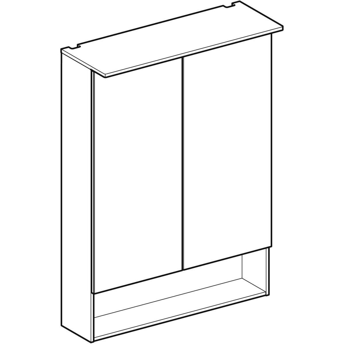 Armoire de toilette Acanto avec éclairage - 2 portes - 60 x 83 x 21,5 cm - corps : mélamine structurée bois / chêne mystique - portes : miroir extérieur Réf. 500.644.00.2