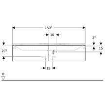 Meuble bas pour lavabo Geberit Xeno² en matériau minéral, avec deux tiroirs: Largeur 159.5cm, Hauteur 35cm, Profondeur 47.3cm, Blanc / Laqué mat