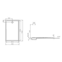 Receveur CASCADE ultra plat antidérapant 140 x 90 cm en céramique blanc