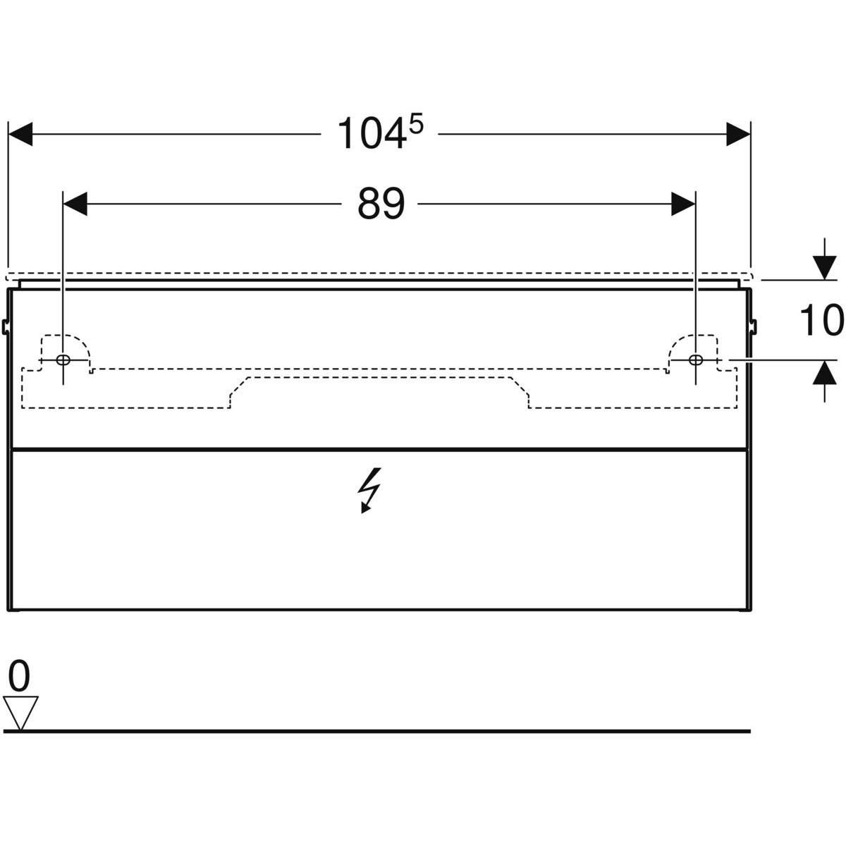 Meuble bas pour lavabo Geberit ONE, avec deux tiroirs, compact: Largeur 104.5cm, Hauteur 46.5cm, Profondeur 39.5cm, Blanc / Laqué ultra-brillant Réf. 500.386.01.1