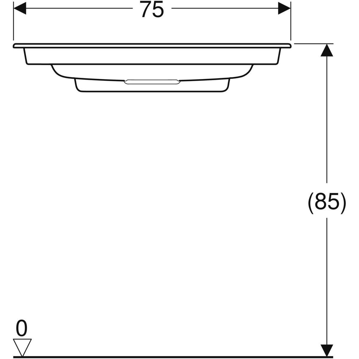 Lavabo pour meuble Geberit ONE sortie horizontale, compact, 75x40cm, sans trou de robinetterie, trop-plein dissimulé, blanc, KeraTect, blanc brillant Réf. 500.391.01.3