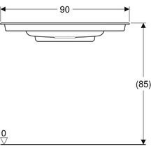 Lavabo pour meuble Geberit ONE sortie horizontale, compact, 90x40cm, sans trou de robinetterie, trop-plein dissimulé, blanc, KeraTect, chromé brossé Réf. 500.395.01.2