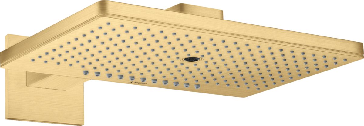 AXOR ShowerSolutions Douche de tête 460 / 300 3jet avec bras de douche 450 mm et rosace carrée, Aspect doré brossé