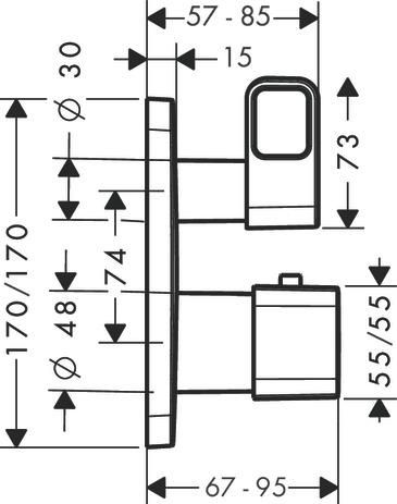 AXOR Urquiola Thermostatique encastré avec robinet d'arrêt, Bronze brossé