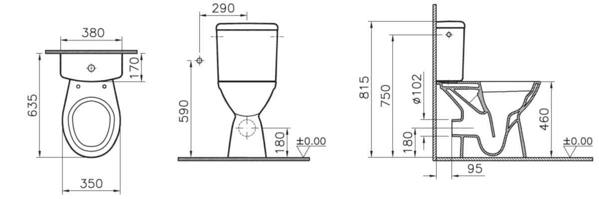 Pack WC caréné sortie horizontale complet surélevé PMR 3/6 litres Réf. 9836B003-7204