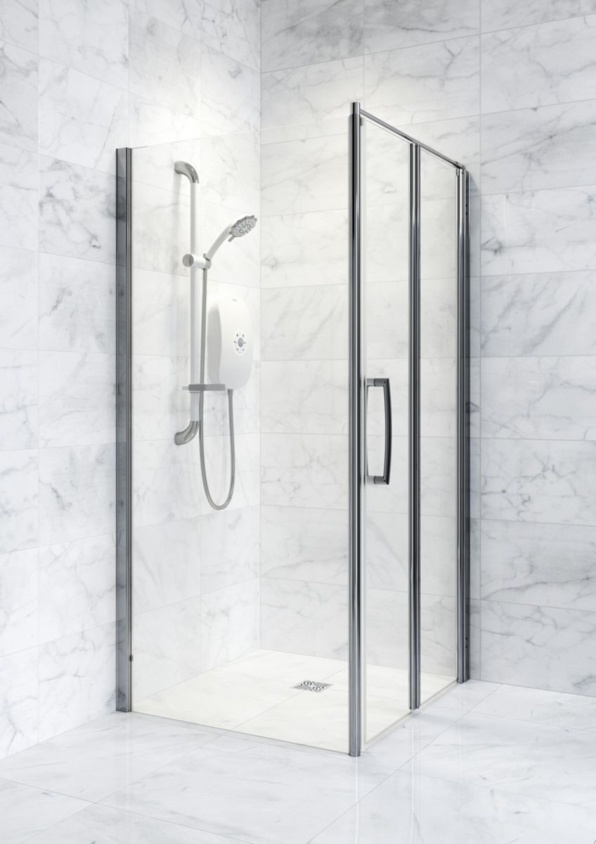 Paroi de douche Larenco porte pivotante pliante en niche 800 mm H 1900 mm Réf. 26787