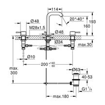 Mélangeur lavabo 3 trous 1/2" Taille M Essence avec vidage Chromé 20296001