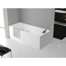 BAIGNOIRE À PORTE IRIS 160X70 CM VERSION GAUCHE AVEC CHASSIS+ROBINETERIE BLANC 1 TABLIER FINITION CHROME Réf :  IRI216070FS-A1K